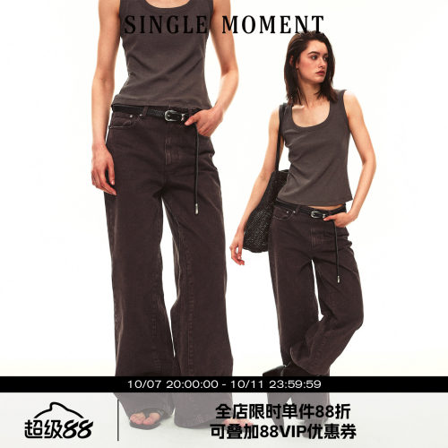 SINGLE MOMENT 26SS夏季法式简约直筒水洗复古休闲裤牛仔裤长裤女