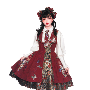 裙中华风花嫁洛丽塔连衣裙 山海朝歌jsk原创Lolita洋装 优派瑞