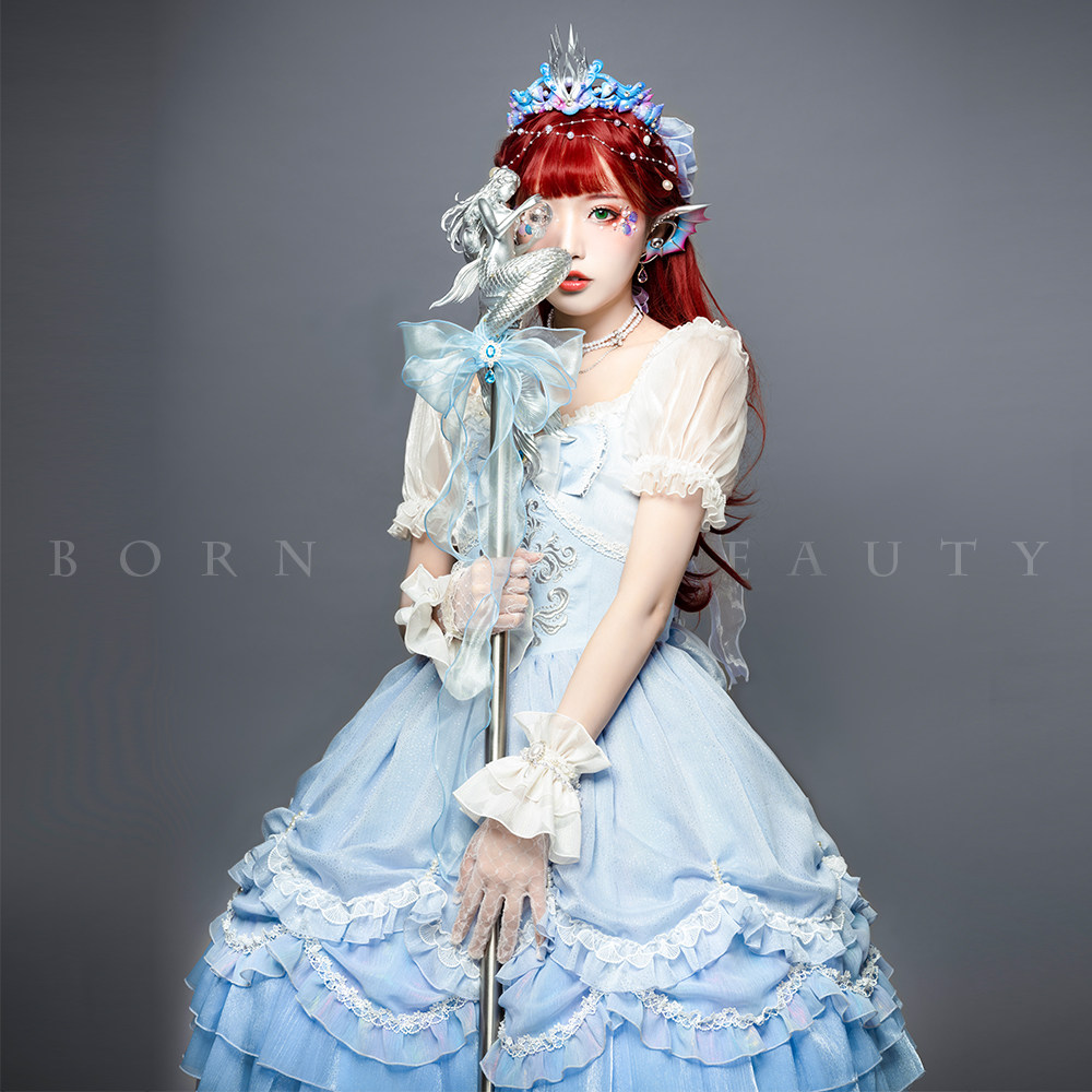 【优派瑞】小美人鱼 op 原创lolita洋装cla一字领两穿洛丽连衣裙