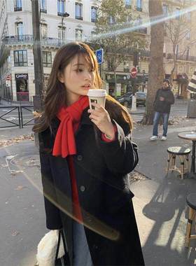 现货 纯色长款系带毛呢外套女高级感2025秋冬八奶大衣the barnn*t