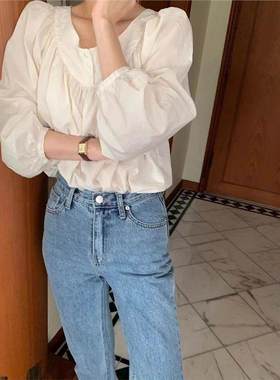 现货 蔬菜家复古泡泡袖衬衫女2025春韩东大门法式衬衣vegetab*e