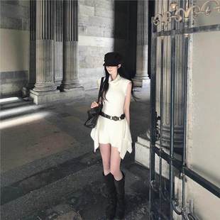 羊毛无袖 小香风连衣裙短裤 竖纹针织套装 法式 两件套 女2025秋季 生C