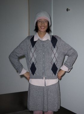 UNITY MODE 羊毛菱格纹毛衣女冬季复古高级松弛感针织外套251552