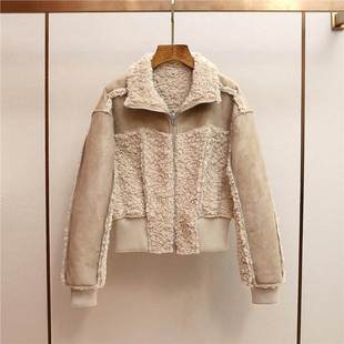 美拉德毛茸茸拼接设计感短款 新款 夹克外套女 冬季 深圳南油高端女装