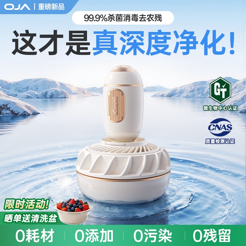 OJA果蔬清洗机食材净化洗蔬菜水果神器全自动家用声波消毒去农残