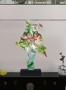 透明抽象雕塑摆件现代酒店客厅玄关家居装饰品办公室样板房工艺品