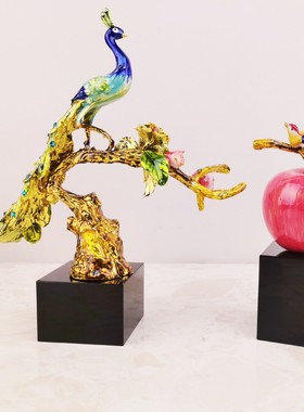 新中式珐琅彩孔雀摆件摆饰品客厅玄关酒柜电视柜摆件家居装饰品
