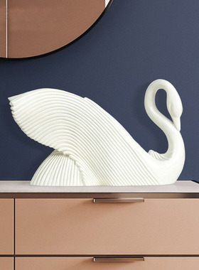 简约创意天鹅摆件树脂轻奢现代动物摆设装饰品客厅酒柜家居工艺品