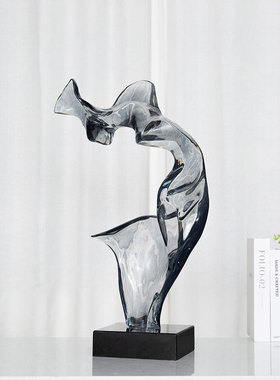 售楼处样板间抽象透明树脂摆件现代简约酒店大堂装饰工艺品雕塑