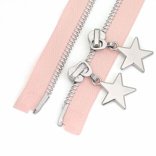 羽绒服拉链专用5号白金开口开尾五角星拉链片外套门襟拉链双拉头