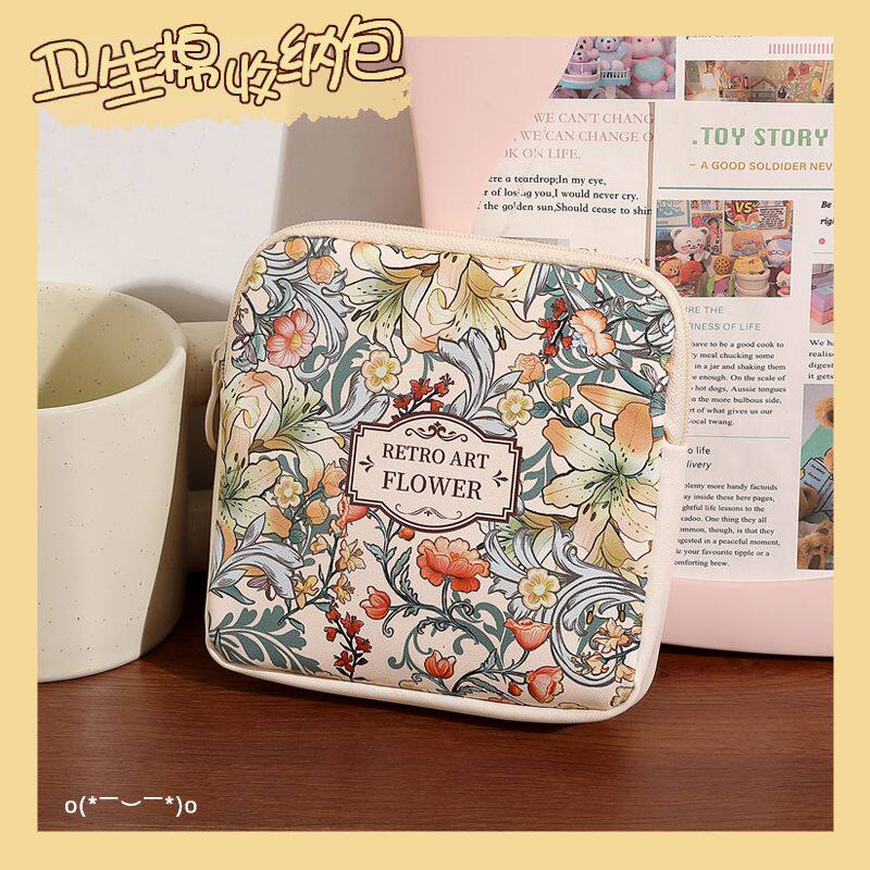 卫生巾收纳包油画ins卡通姨妈收纳卫生巾便携大容量学生小包收纳