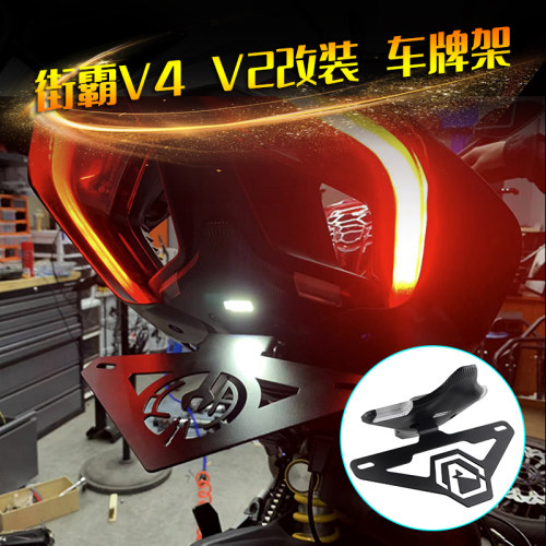 适用杜卡迪V4S 街霸V4 V2改装短尾牌照架光导车牌架带转向灯配件
