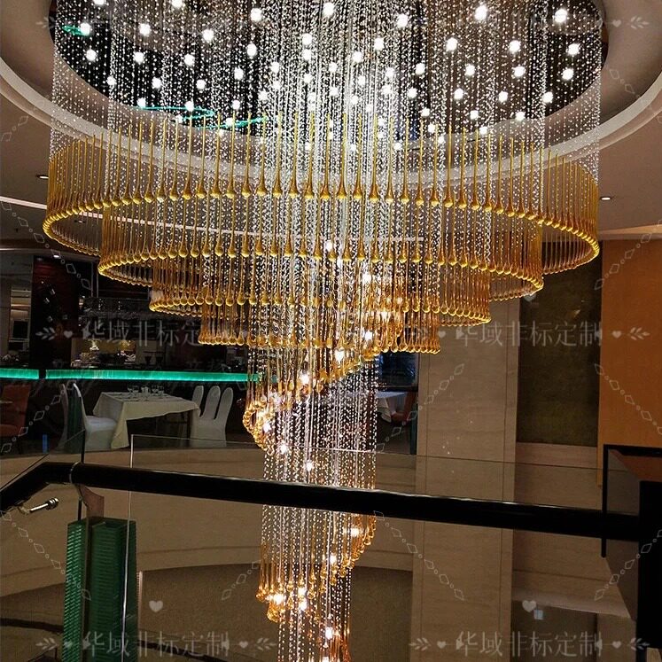 欧式LOFT酒店大堂水晶长吊灯