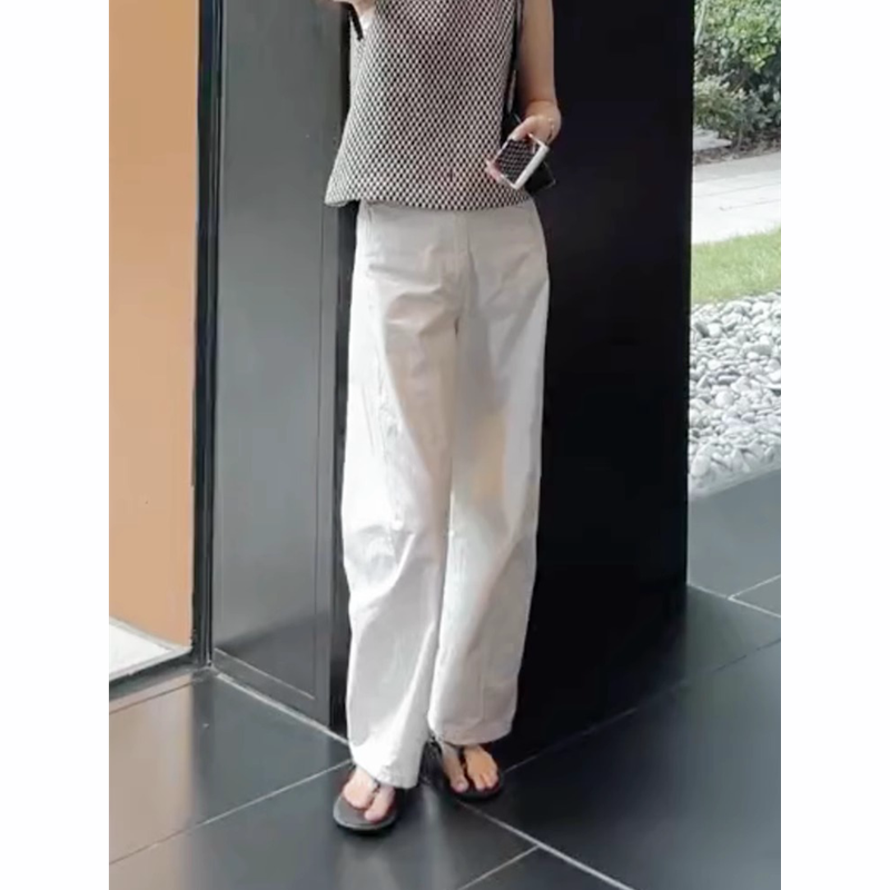 白色阔腿裤女2025新款夏季薄款休闲裤简约时尚百搭小个子高腰长裤