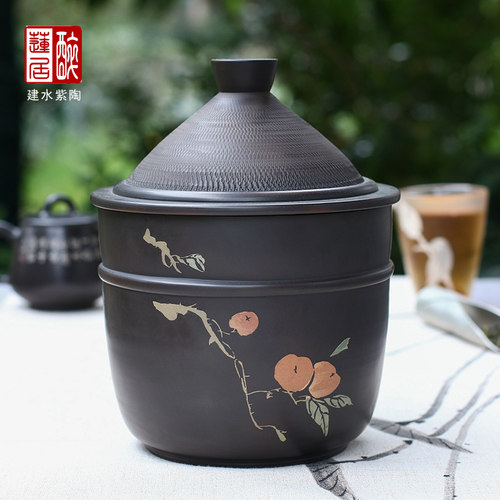 建水紫陶茶叶罐普洱小谷仓醒茶罐