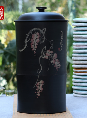 21饼缸建水紫陶茶叶罐普洱饼茶罐保鲜罐大茶缸F96 L48