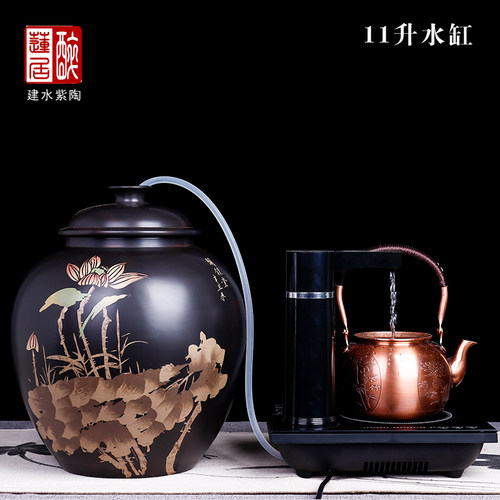全手工11升建水紫陶抽水养水缸
