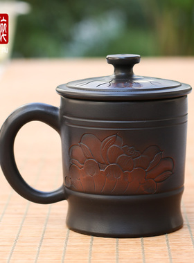 220ML建水紫陶手工浮雕办公杯紫陶泡茶杯/紫陶老板茶杯水杯/U18