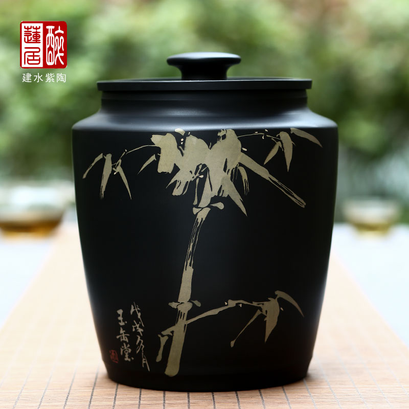 建水陶茶叶罐生普半斤熟普一斤装