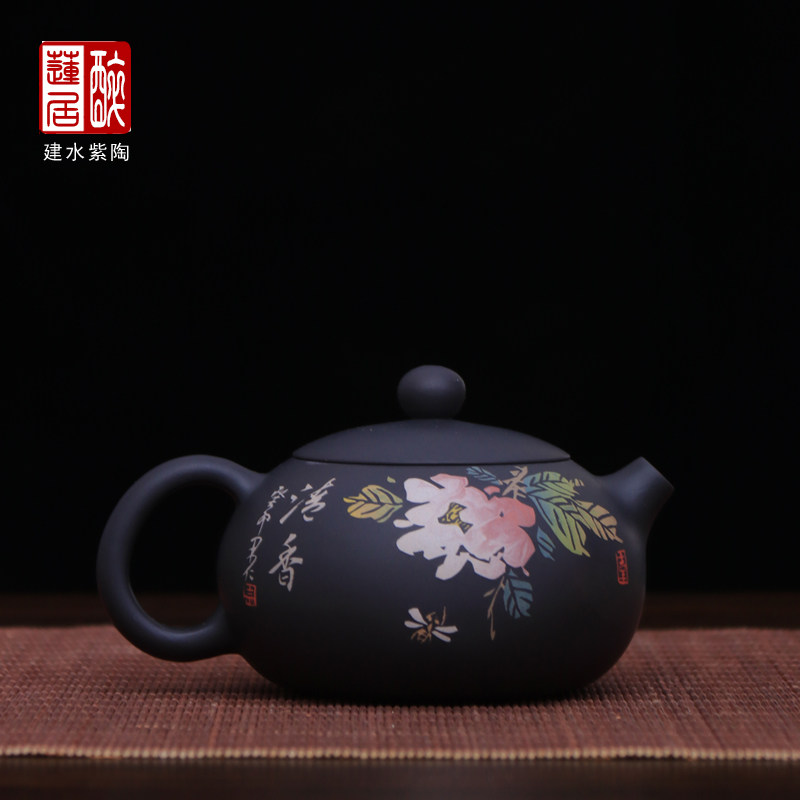 云南建水紫陶壶功夫茶壶手工彩填茶泡壶茶具礼品徐荣禄西施壶JP12