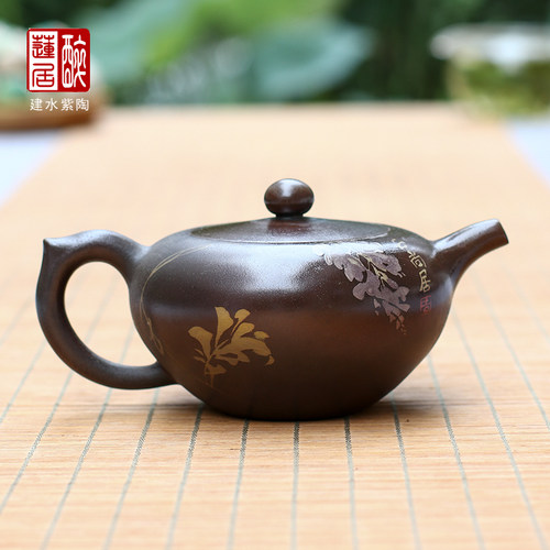 建水陶手工柴烧功夫茶壶泡220ml