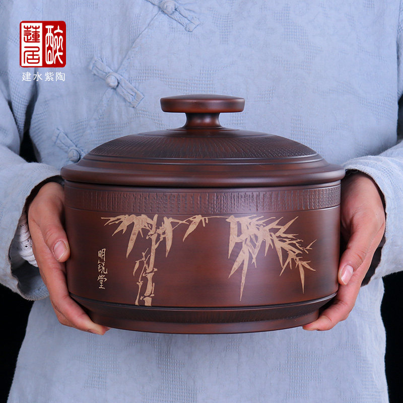 醉莲居云南紫陶手工制作茶叶罐