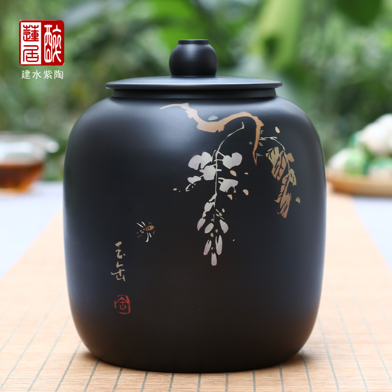 建水紫陶茶叶罐普洱储茶散茶罐