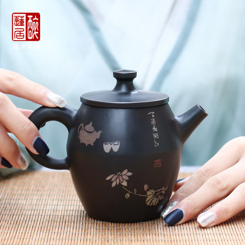 180ml建水紫陶彩填家用泡茶壶