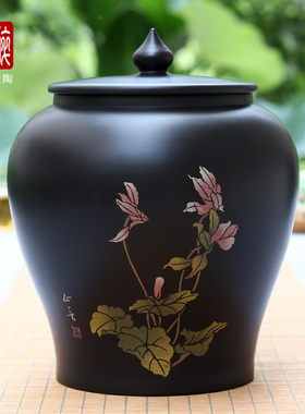 建水紫陶储茶罐茶叶罐保鲜罐密封罐约生普一斤装/F08 博古散茶罐