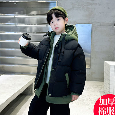 男童冬装羽绒棉服2025新款中大童冬季洋气棉衣加厚保暖假两件棉袄