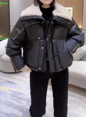 8960婕妤秀洋气秋冬外套女2025新款黑色显瘦百搭短款棉衣棉服