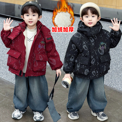 儿童羽绒棉服男童冬季痞帅加厚棉袄宝宝网红保暖冬装加绒棉衣外套