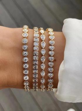 Geometric CZ Tennis Bracelet for Women Paved Different Shape