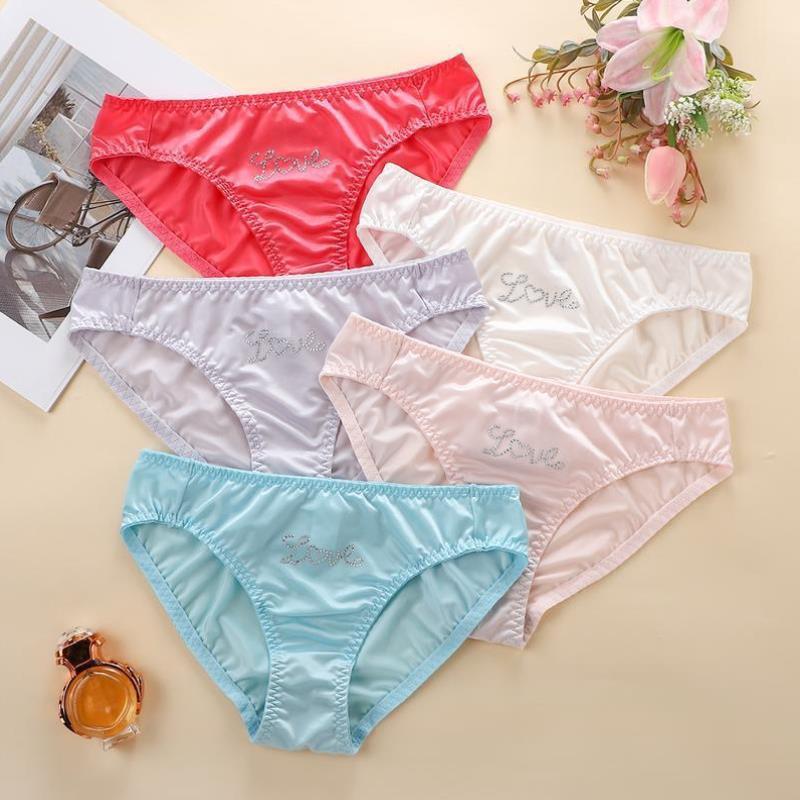 跨境款Women's 5 Pack Letter Print Decor Panty Cute Comfy