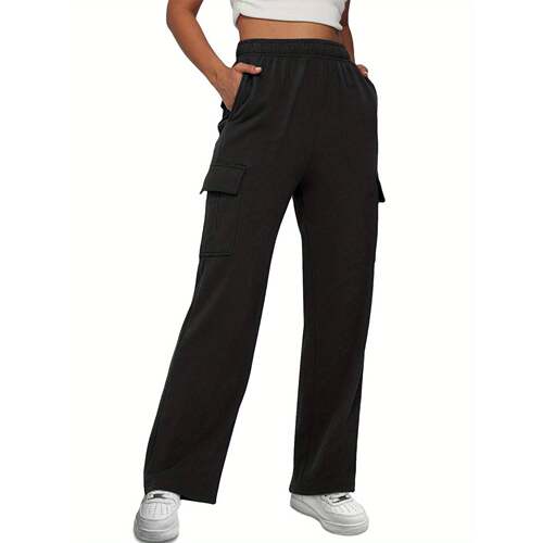 S 51491 Designer Pocket Straight Wide Leg Pants 腰工装裤
