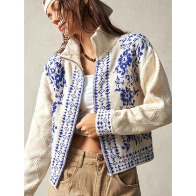 B 88129 速卖通新款外贸跨境度假开衫高领毛衣白色冬季L