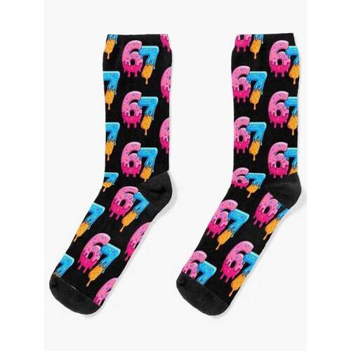 B 18436 Cartoon drip print casual socks 卡通印花短袜