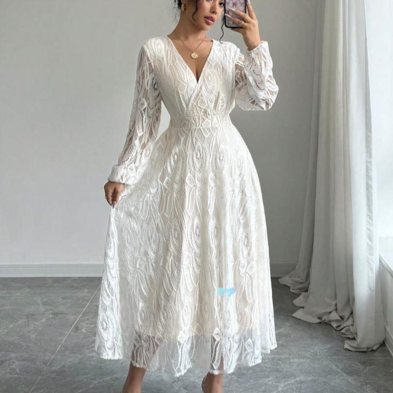 Elegant Lace Peplum Dress Long Sleeve Elegant Lace Peplum