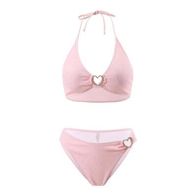 E 85457 Solid Color Heart Cutout Bikini 纯色镂空比基尼