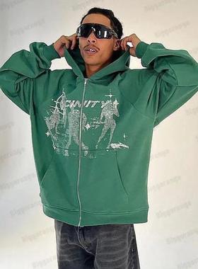 Green Zipper Sweatirt n's reet Harajuku Anime ho
