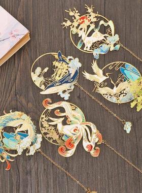 Chinese yle Brass Bookmark Tassel Pendant Retro Book Clip