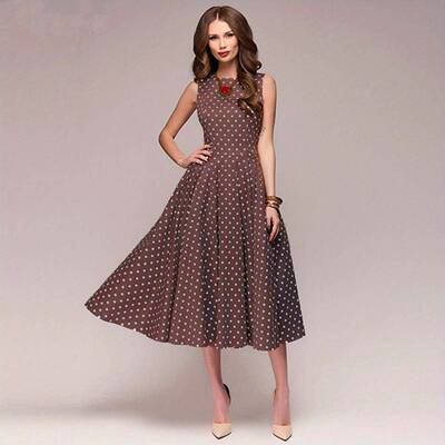 H 12580 Retro Polka Dot Sleeves Dress 波点连衣裙