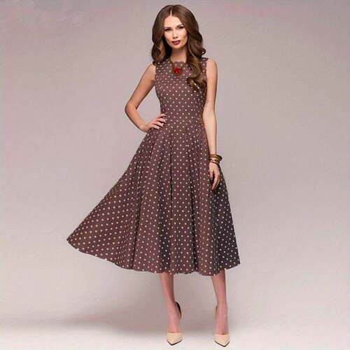 H 12580 Retro Polka Dot Sleeves Dress 波点连衣裙