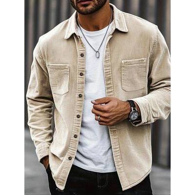 V 50279 Men Corduroy Shirt Long Sleeve Casual 灯芯绒衬衫