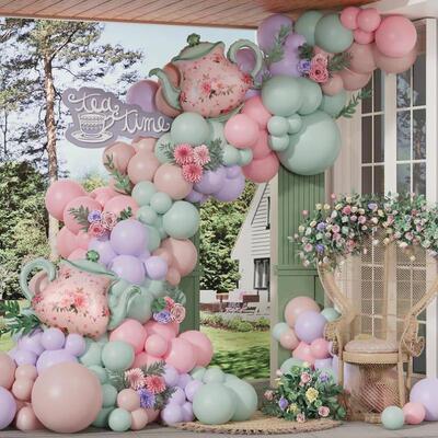 Christmas Halloween Green and Pink Balloon Garland 134 count
