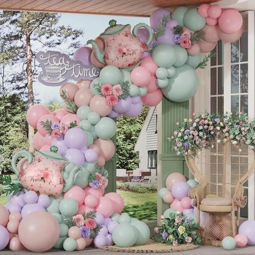 Christmas Halloween Green and Pink Balloon Garland 134 count