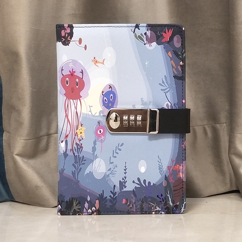 儿童密码锁日记本带锁密码本可爱个性创意简约笔记本子文艺精致记事手账本学生韩国小清新少女心小学生手帐本
