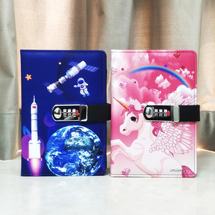 儿童密码本小学生日记本带锁一二年级田字格本方格本三年级可爱卡通笔记本子小清新密码锁记事本生日礼物本子