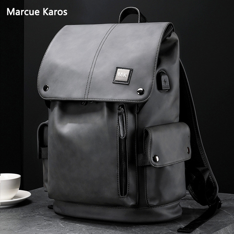 MK双肩包男真皮背包2020年新款电脑旅行包潮牌休闲大容量时尚书包