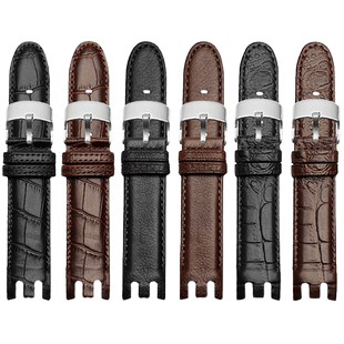 适配斯沃琪真皮手表带YRS403 412 402G弧形凹凸口牛皮表链21mm男